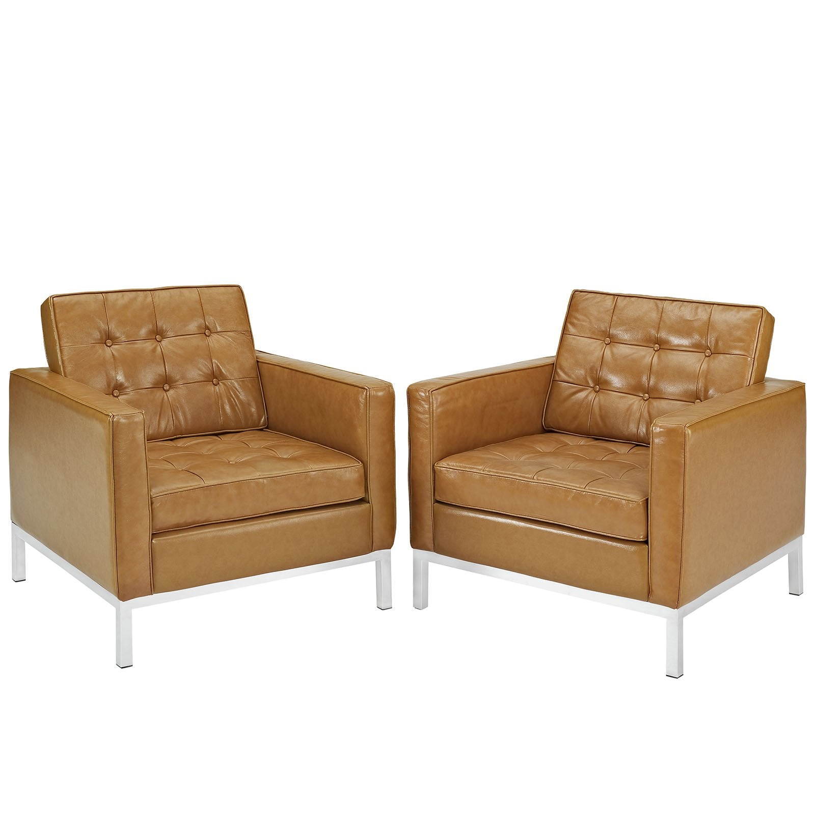 Modway Loft Leather Armchair, Tan, Set Of 2